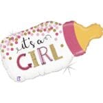 Μπαλόνι γέννησης It's a Girl Μπιμπερό με κομφετί