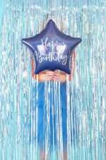 18″ Μπαλόνι Αστέρι Happy Birthday Μπλε Navy - Image 2