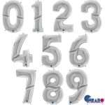 Γίγας Μπαλόνια Αριθμοί Ασημί 163 cm – 64″
