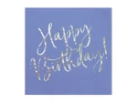 Μπλε Χαρτοπετσέτες με ιριδίζον Happy Birthday (20 τεμ)