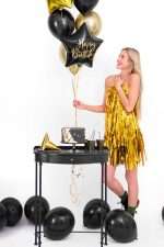 18" Μπαλόνι Αστέρι Happy Birthday Μαύρο - Image 2