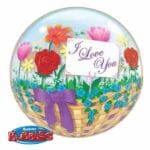 22” Μπαλόνι bubble ‘I love you’ με λουλούδια - Image 2
