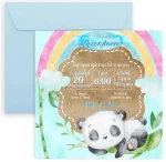Προσκλητήριο βάπτισης Αρκουδάκι Panda Rainbow - Image 2