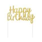 Topper τούρτας Happy Birthday Χρυσό με Glitter