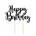 Topper τούρτας Happy Birthday Μαύρο - Image 3