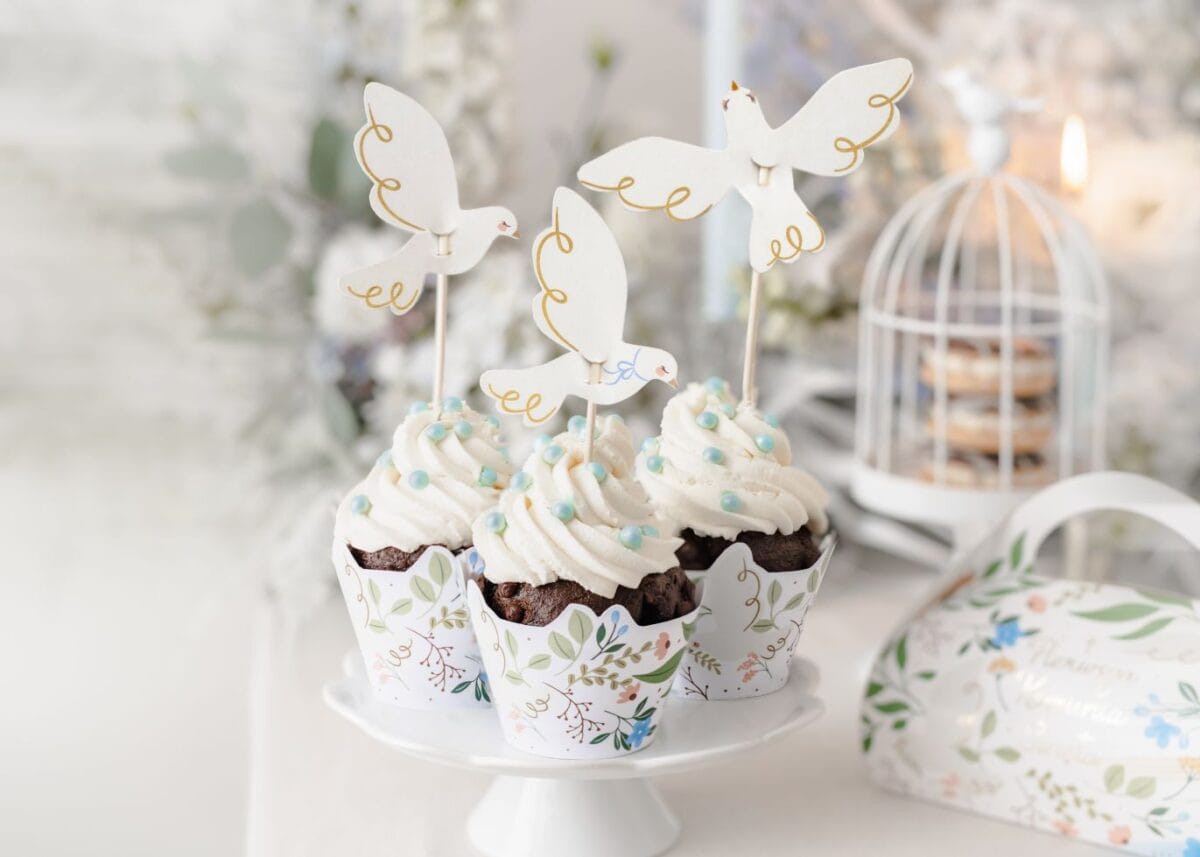 Χαρτάκια για cupcake Λουλούδια & Περιστέρια (6 τεμ) - Image 6