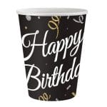 Ποτήρια μαύρα Happy Birthday (6 τεμ)