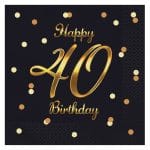 Χαρτοπετσέτες πάρτυ 40th Birthday (20 τεμ)