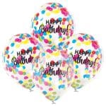 Λάτεξ μπαλόνια Happy Birthday με κομφετί (4 τεμ) - Image 2
