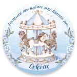 Στρογγυλή Αφίσα Βάπτισης – Καρουζέλ αγόρι