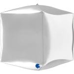 15" Μπαλόνι Ασημί 4D Κύβος - Image 2