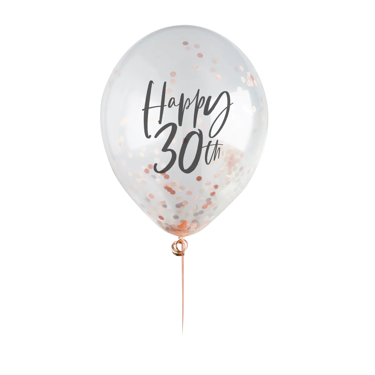 Διάφανα Μπαλόνια 'Happy 30th' με rosegold κομφετί (5 τεμ) - Image 2