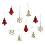 Ξύλινα Στολίδια Red Christmas (10 τεμ)