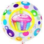 18" Μπαλόνι Διάφανο Happy Birthday Cupcake - Image 4