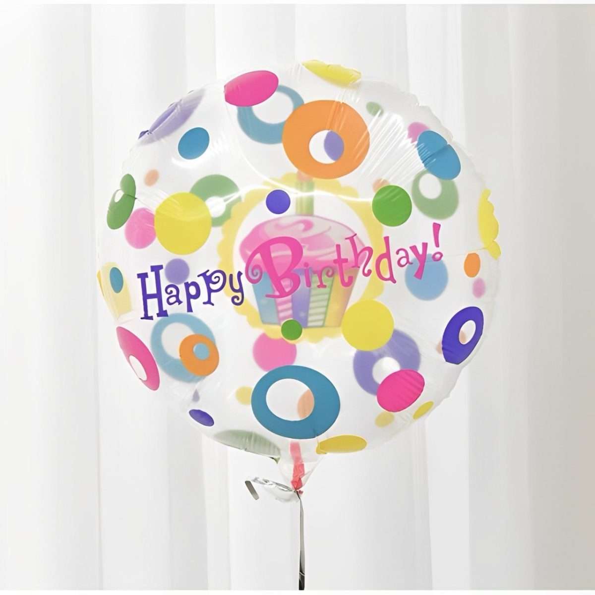 18" Μπαλόνι Διάφανο Happy Birthday Cupcake - Image 2