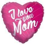 18" Μπαλόνι Καρδιά ροζ 'I love you Mom'