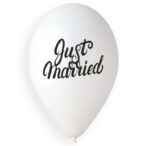 13″ Μπαλόνι άσπρο Just Married - Image 4