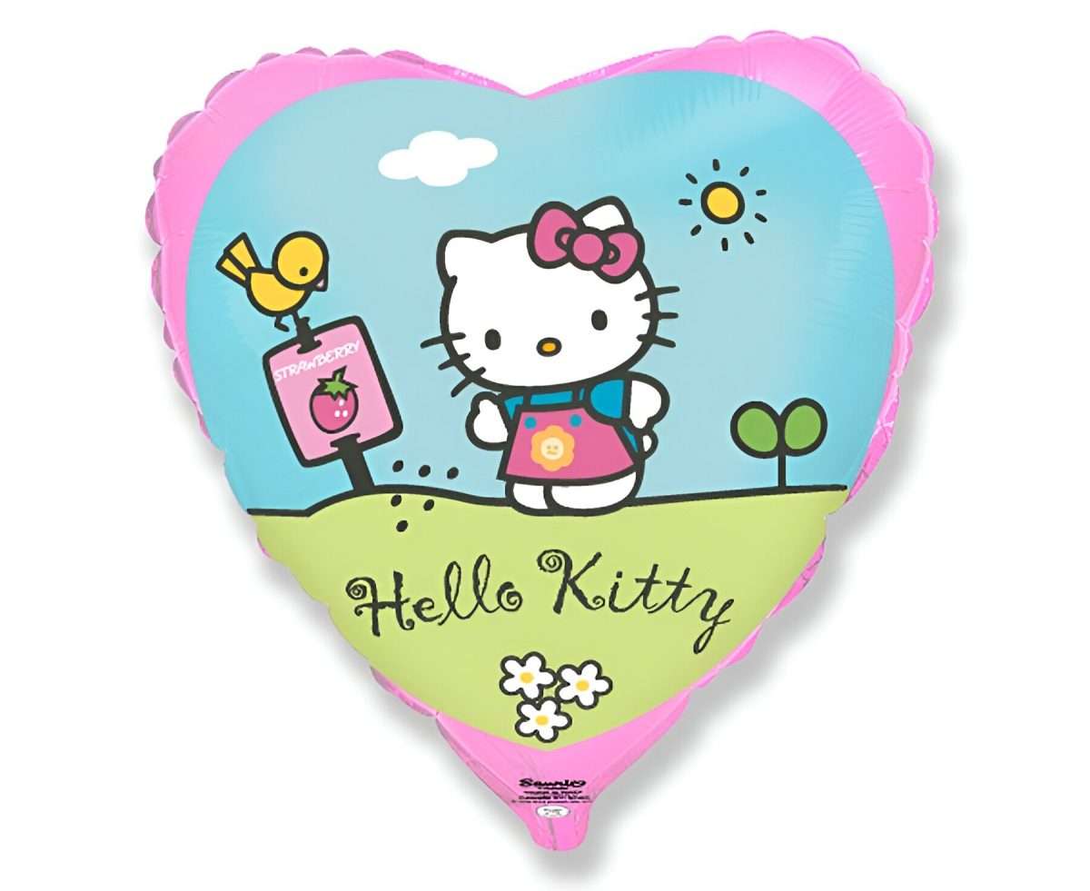 18" Μπαλόνι Kαρδιά Hello Kitty Κήπος - Image 2