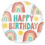 18" Μπαλόνι Retro Birthday Rainbow - Image 2