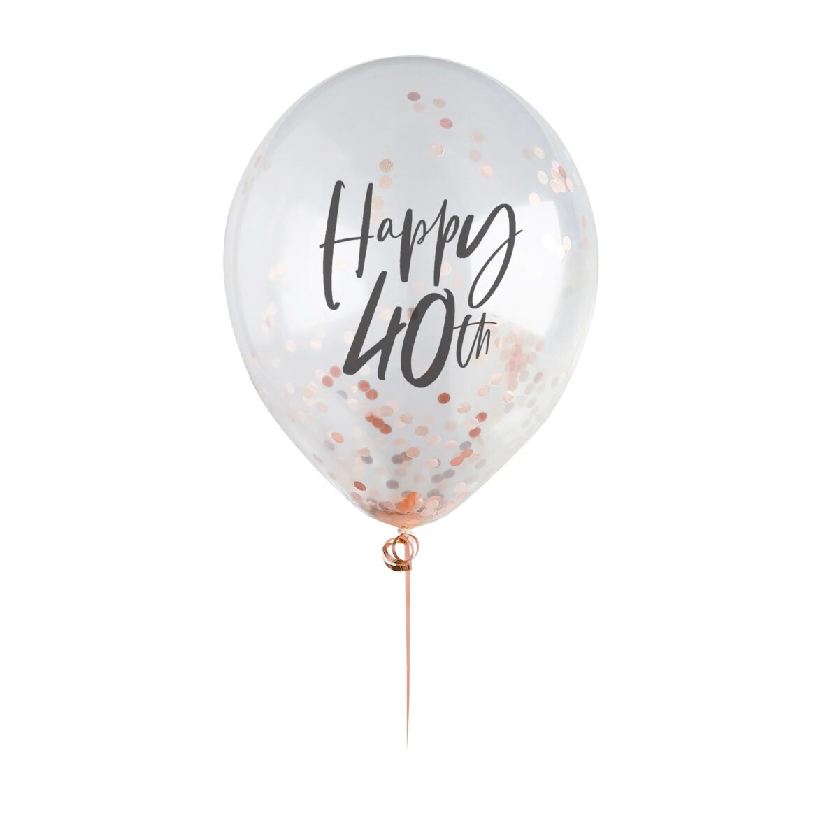 Διάφανα Μπαλόνια 'Happy 40th' με rosegold κομφετί (5 τεμ) - Image 4