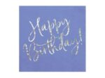 Μπλε Χαρτοπετσέτες με ιριδίζον Happy Birthday (20 τεμ) - Image 5