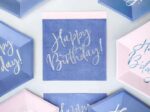 Μπλε Χαρτοπετσέτες με ιριδίζον Happy Birthday (20 τεμ) - Image 6