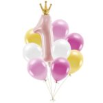 Σετ μπαλόνια 1st Birthday ροζ κορώνα (9 τεμ) - Image 2