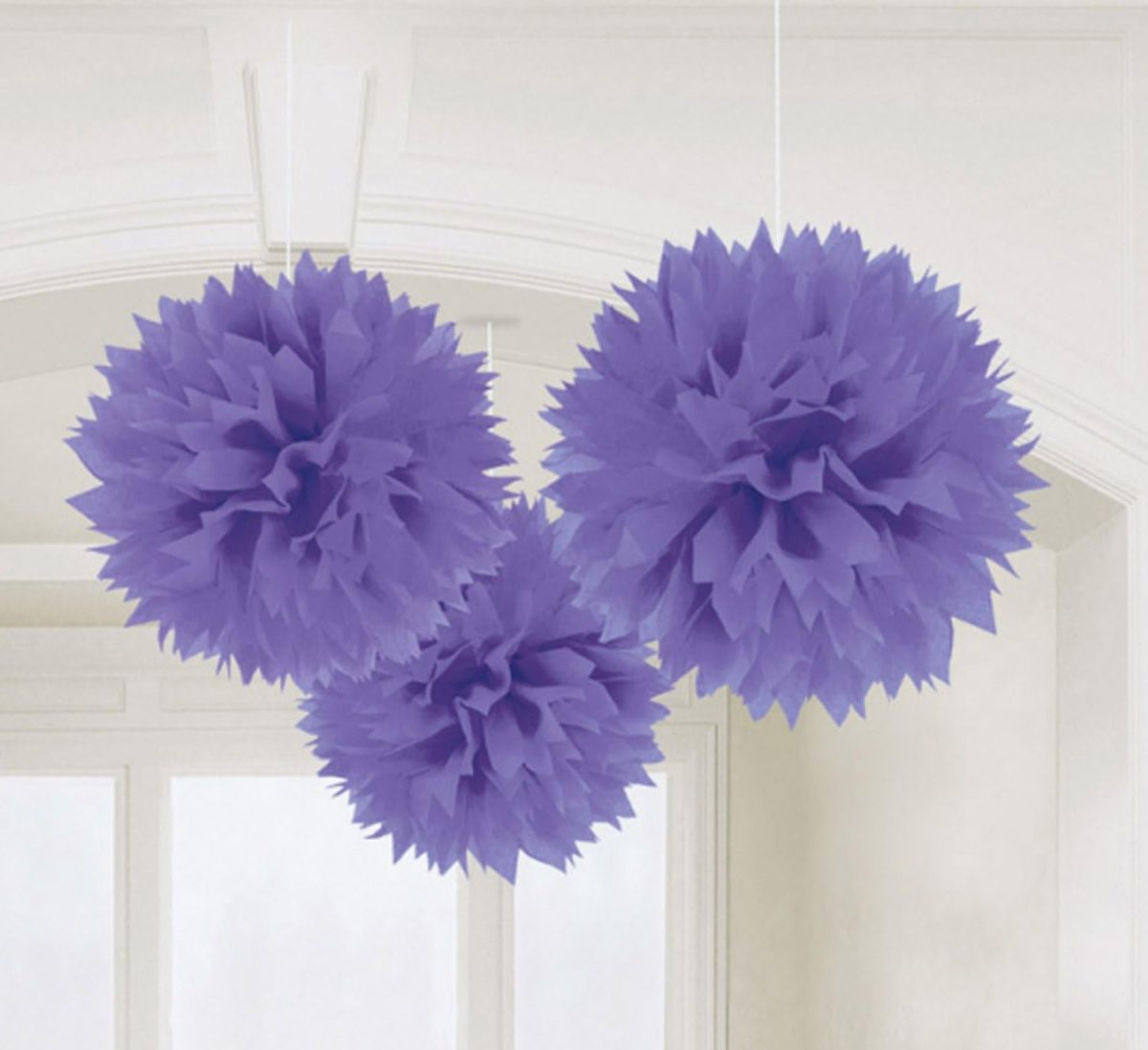 Μοβ διακοσμητικά Pom Pom (3 τεμ) - Image 3