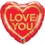 18″ Μπαλόνι αγάπης καρδιά ‘Love you’ χρυσό - Image 5