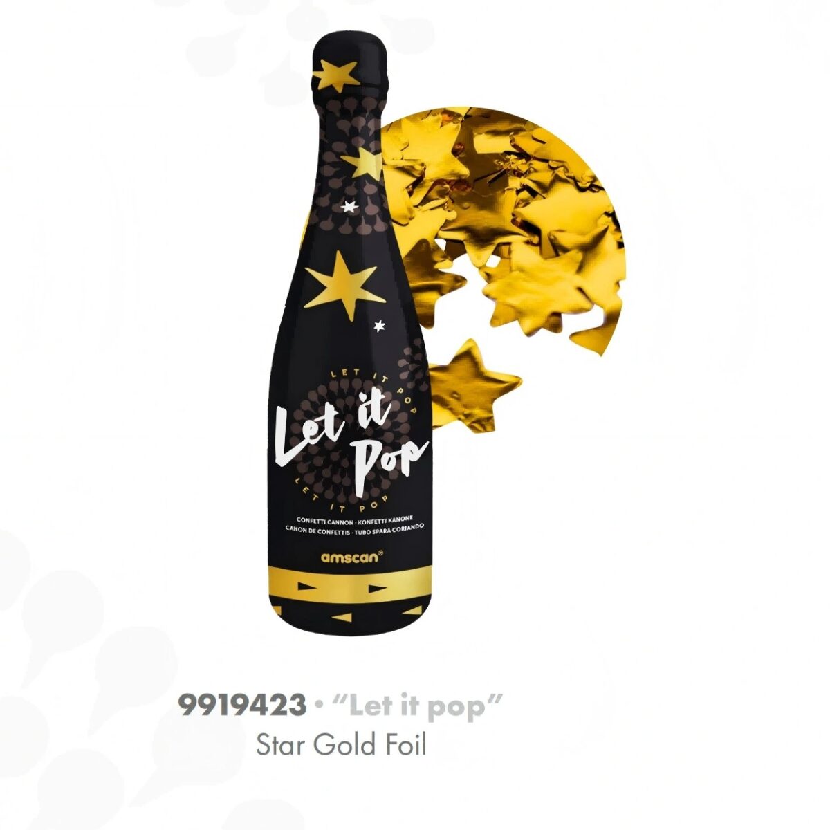 Μπουκάλι με κομφετί Χρυσά Αστέρια 'Let it Pop' - Image 2